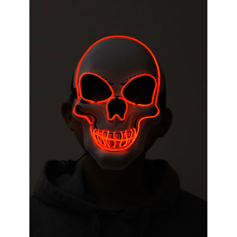 Light-Up Neon Skull Mask featuring bright LED skull outlines in vivid neon orange.