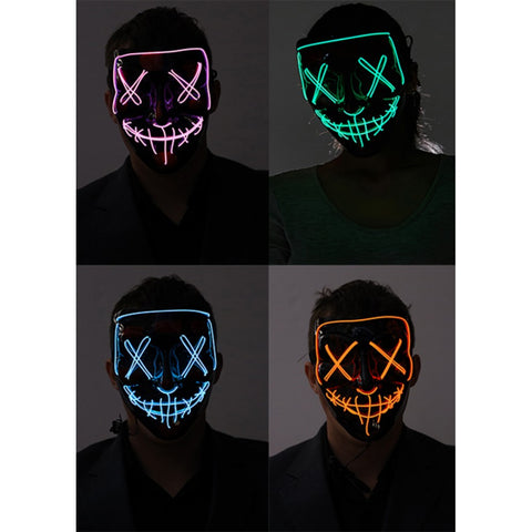 Light-Up X Eyes Mask in Manahawkin, NJ at Party Fair showing the illuminated X-eyes design on an assorted-color Halloween costume masks.