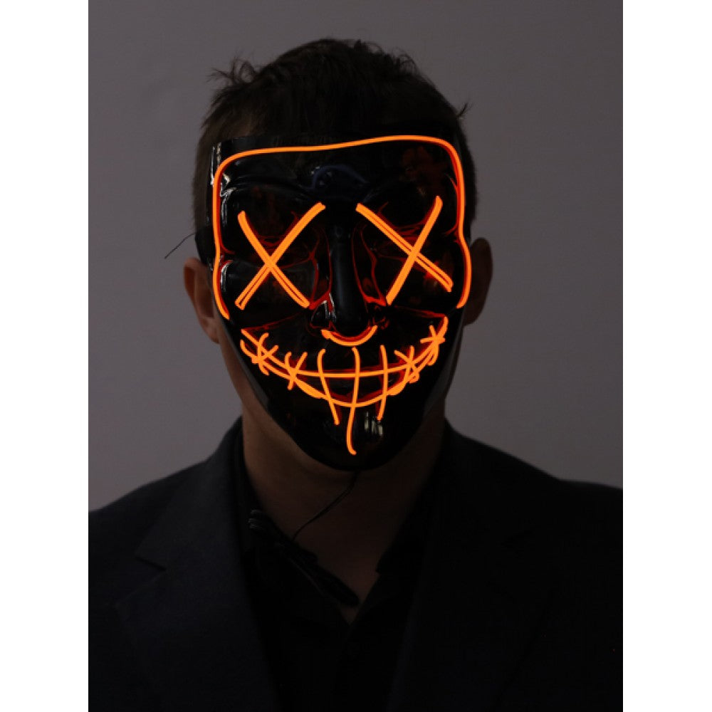 Close-up of the Light-Up X Eyes Mask highlighting its glowing Orange X-eyes design .