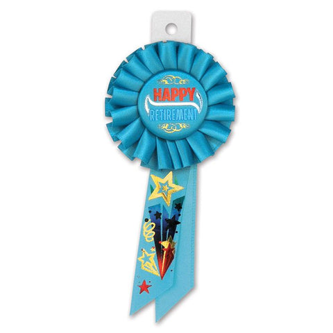 🌴 Happy Retirement Rosette Award Ribbon – 3 1/4" x 6 1/2" 🎉