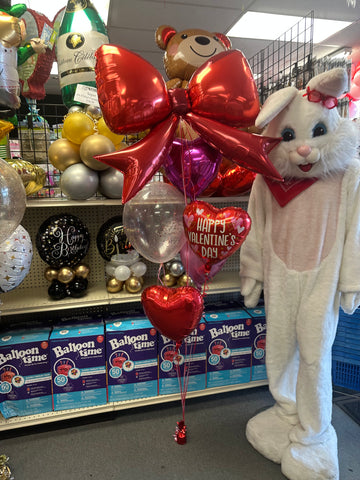 Happy Valentine’s Day "Red Bow" & Glitter Balloon BOWquet