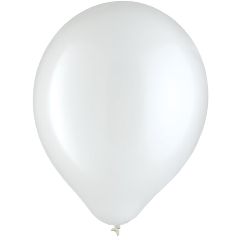 White Helium inflated Solid Color 12" Latex Balloon