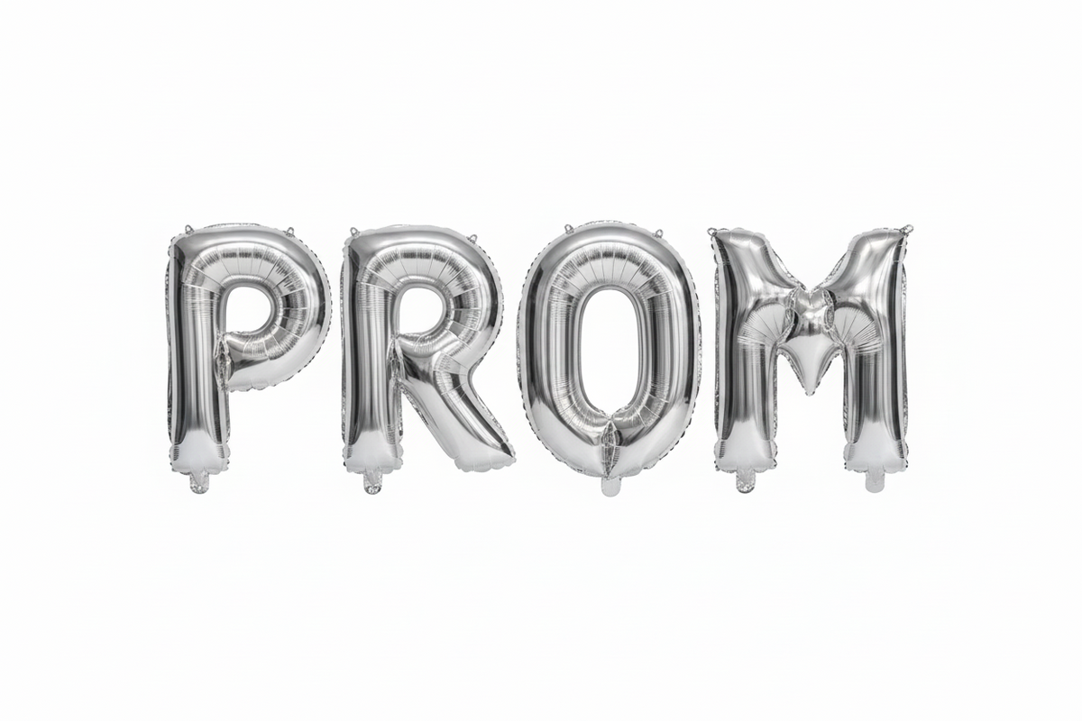 PROM silver Mylar balloon letter bundle in Manahawkin NJ  at Party Fair for prom decorations and photo backdrops