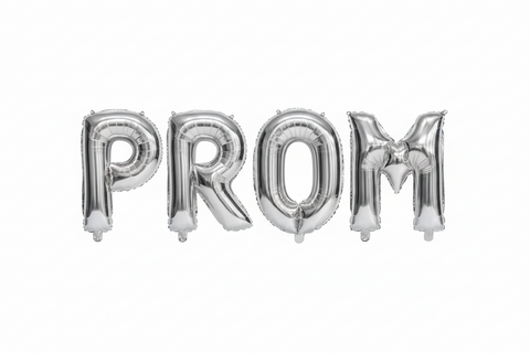 PROM silver Mylar balloon letter bundle in Manahawkin NJ  at Party Fair for prom decorations and photo backdrops