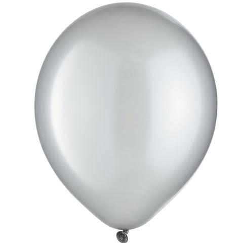 Silver Pearlized Helium inflated Solid Color 12" Latex Balloon