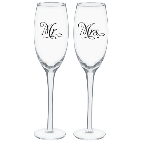 "Mr. And Mrs." Toasting Glass