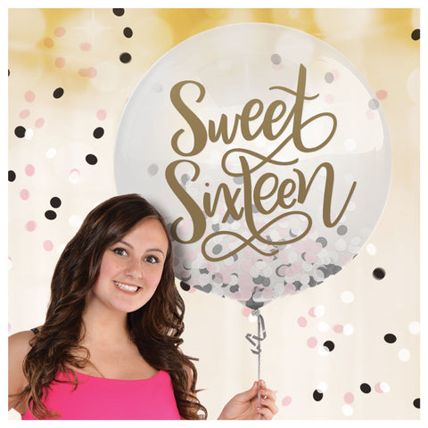 Sweet 16 Latex 24 inch Confetti Balloon