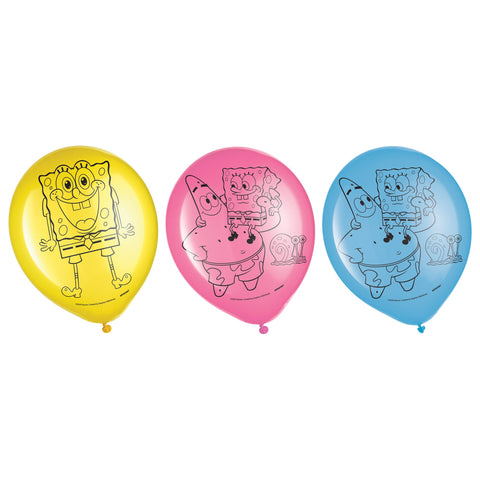 SpongeBob Printed  12" multi color 6 count  helium quality Latex Balloon