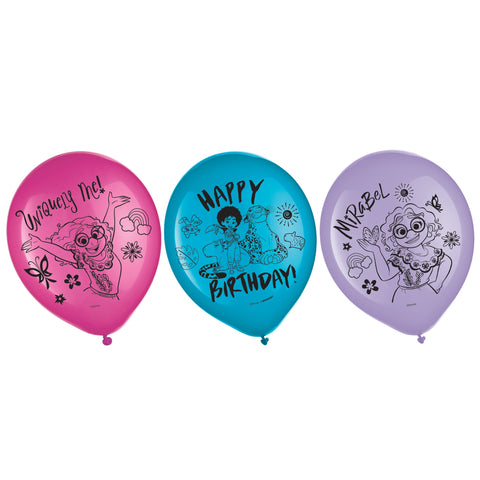 Encanto Printed 12"  blue, pink and purple 6 count helium quality Latex Balloons