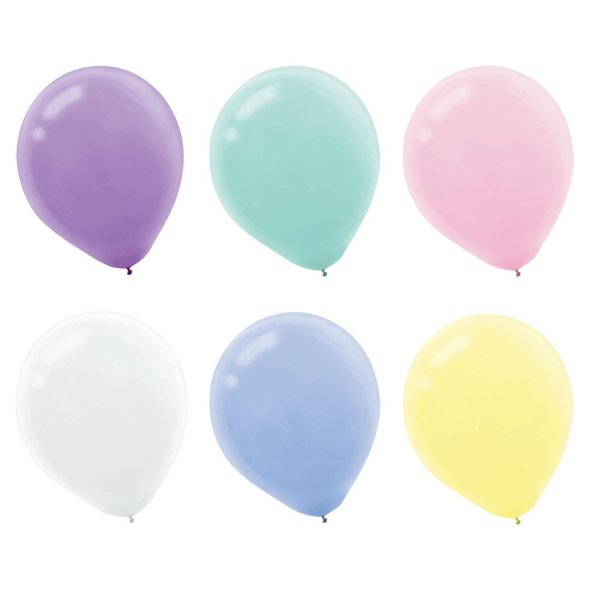 Assorted Pastel Solid Color 12" helium quality 15 count Latex Balloons