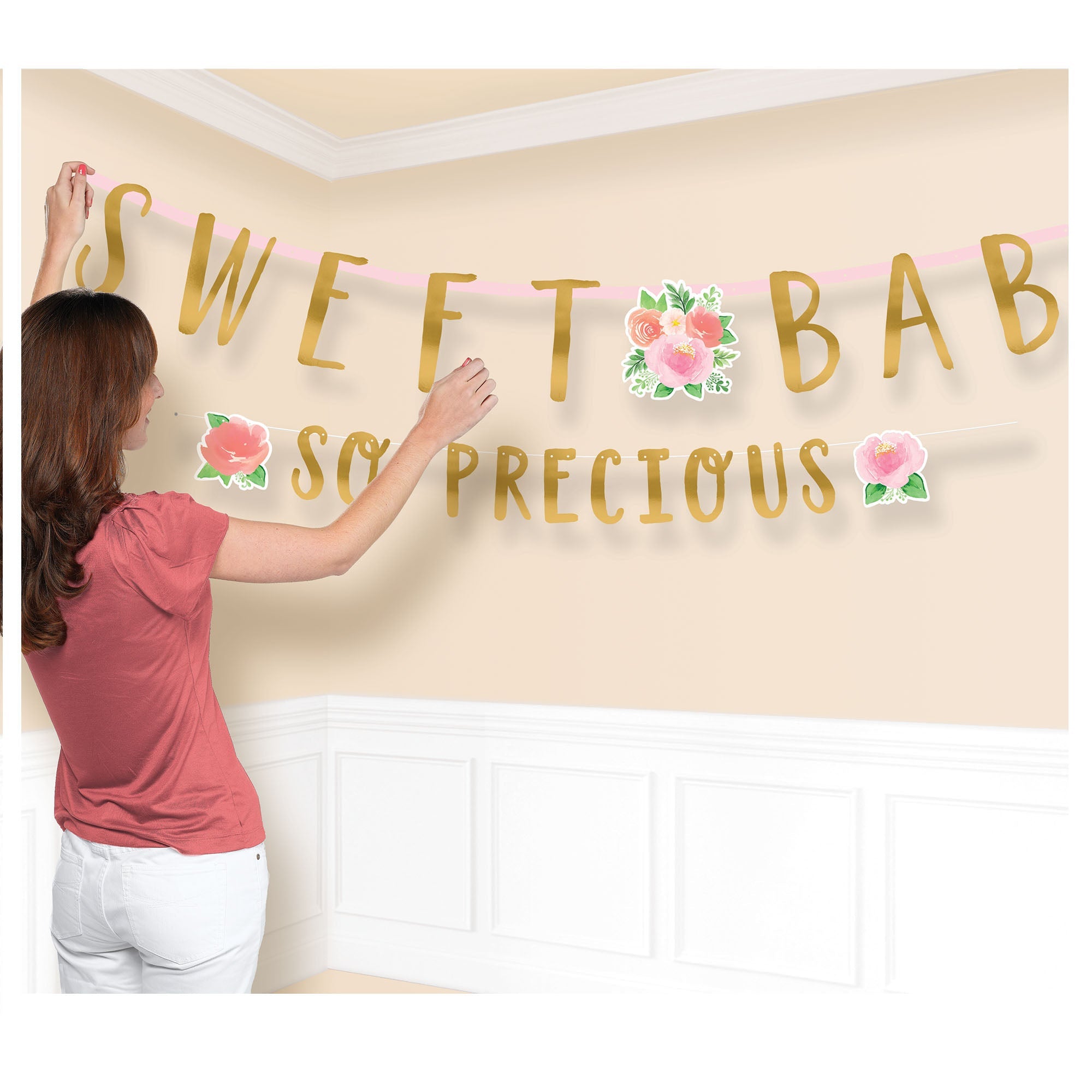 Floral Baby Jumbo Letter Banner 2pc Kit 1 Banner 10 2/5' x 10", and 1 banner 6' x 4"