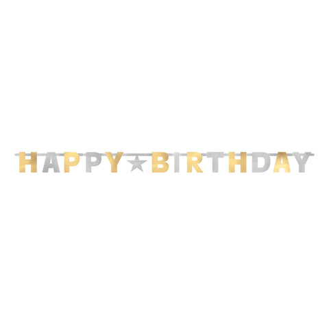 Silver & Gold Birthday Jointed Letter Banner