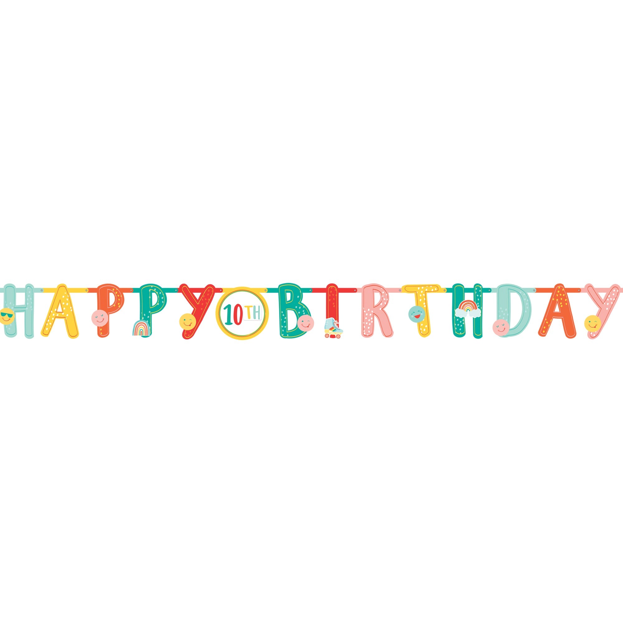 All Smiles and.Rainbows 10 1/2' x 10" mutlicolor Add-an-Age "Happy (add age) birthday" Letter Banner kit