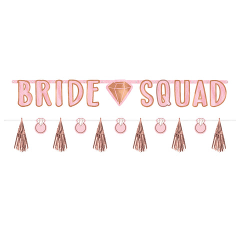 Blush Wedding 2 pack Banner Kit 1 "Bride Squad" Letter Banner, 4 1/4' x 6 1/2" and 1 Mini  foil tassel Banner,  5 3/4' x 4 1/2"