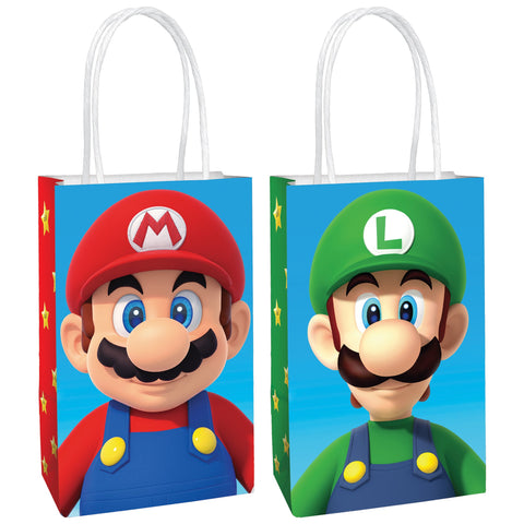 Super Mario Brothers Printed Paper 5 1/4" x 8 1/2" x 3 1/4" Kraft Bag