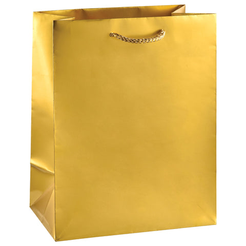 Gold Matte Medium sized 9 1/2"H x 7 3/4"W x 4 1/2"D Gift Bag