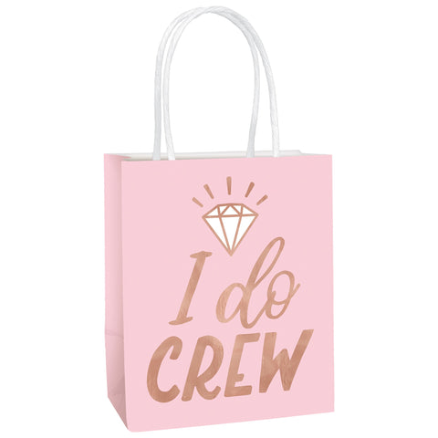 Blush Wedding Favor Bags  "I Do Crew" Hot Stamped 12 pack 5 1/2" Paper kraft bag