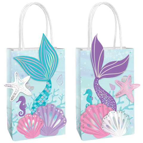 Shimmering Mermaids Create Your Own Favor Bag  8 pack Paper Kraft Bag with decorating accessories 8 1/2" x 5 1/4" x 3 1/4"