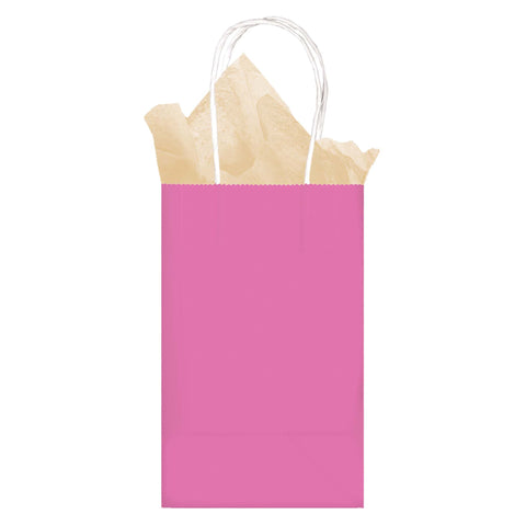 Bright Pink Cub Sized Kraft Bags  8 1/2" H x 5 1/4" W x 3 1/2" D