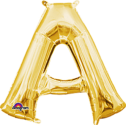 Gold Letter "A" Mylar 16 Inch Balloon