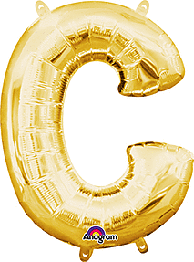 Gold  Letter "C" Mylar 16 Inch Balloon