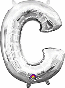Silver Letter "C" Mylar 16 Inch Balloon