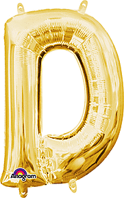 Gold  Letter "D" Mylar 16 Inch Balloon