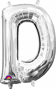 Silver Letter "D" Mylar 16 Inch Balloon