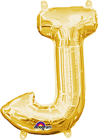 Gold Letter "J" Mylar 16 Inch Balloon