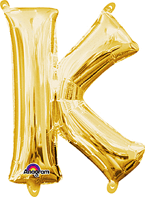 Gold  Letter "K" Mylar 16 Inch Balloon