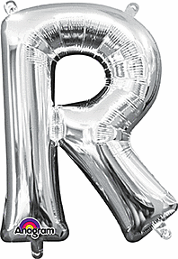 Silver Letter "R" Mylar 16 Inch Balloon