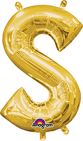 Gold Letter "S" Mylar 16 Inch Balloon