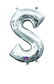 Silver Letter "S" Mylar 16 Inch Balloon