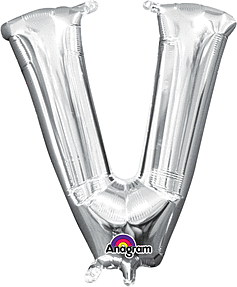 Silver Letter "V" Mylar 16 Inch Balloon