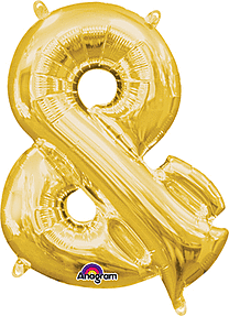 Gold Mylar "&"  Ampersand Balloon 16 inch Air Filled
