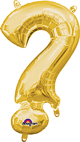 Gold Mylar "?"  Question Mark Balloon 16 inch Air Filled