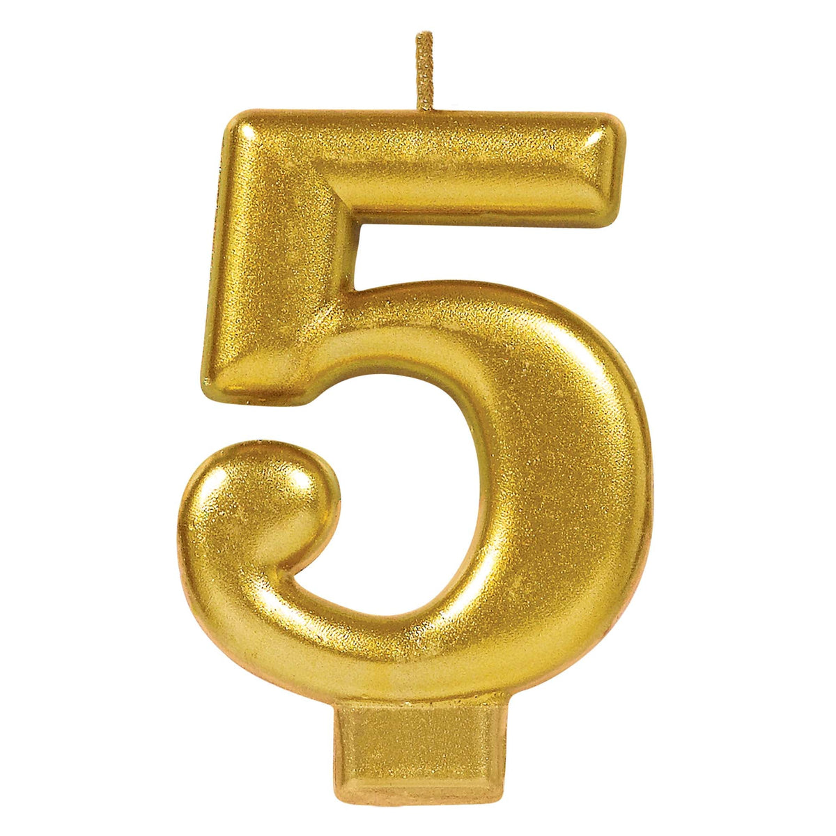Birthday Candle Gold Metallic 3 1/4"  Number 5