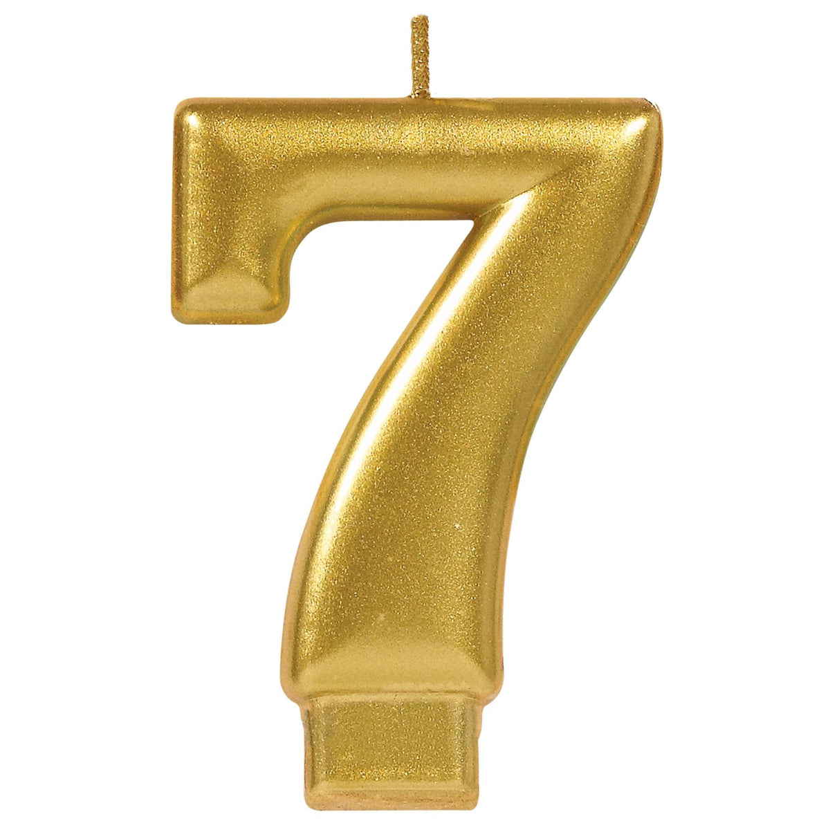 Birthday Candle Gold Metallic 3 1/4"  Number 7