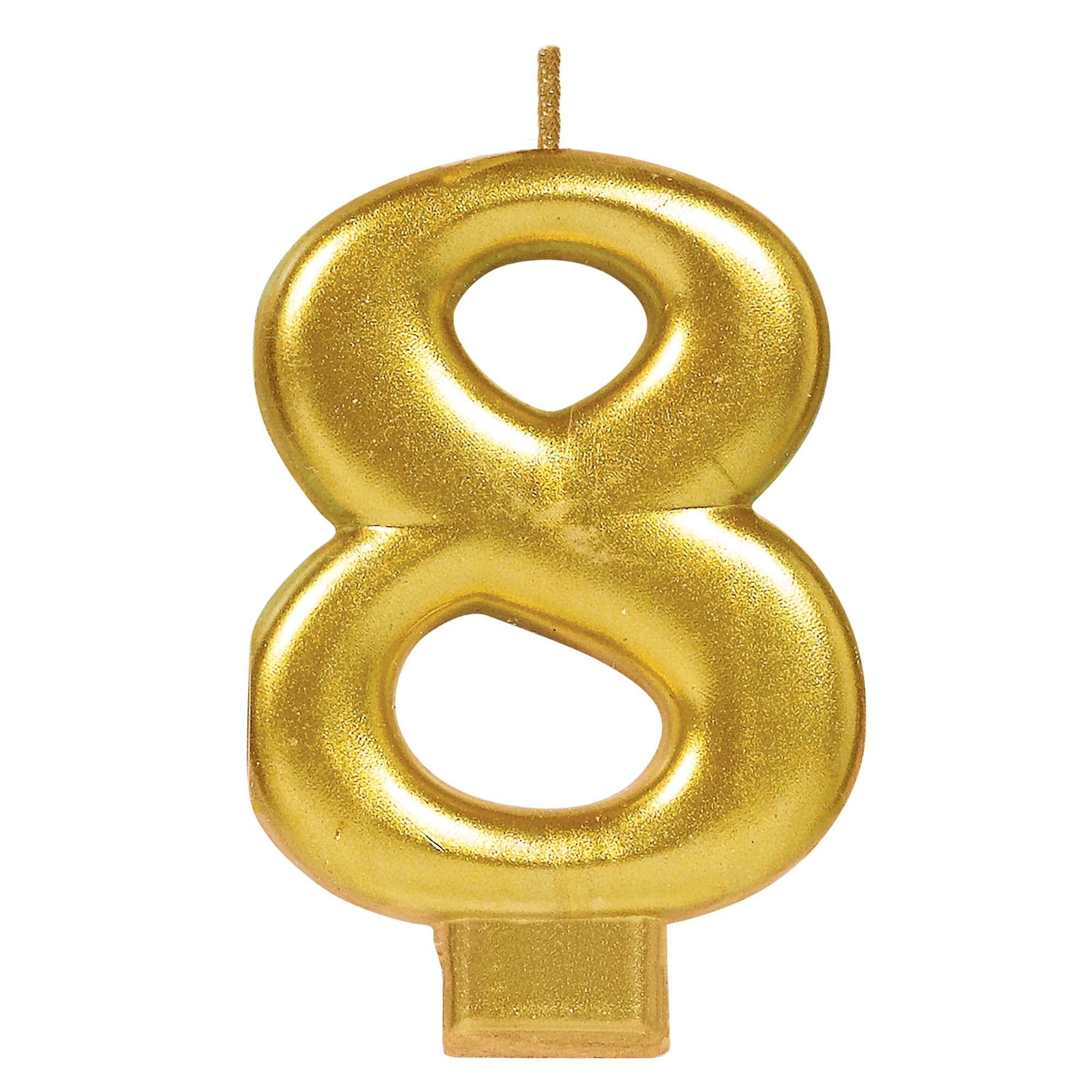 Birthday Candle Gold Metallic 3 1/4"  Number 8
