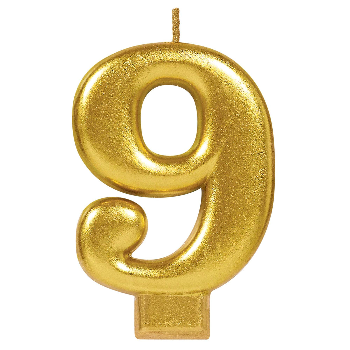 Birthday Candle Gold Metallic 3 1/4"  Number 9