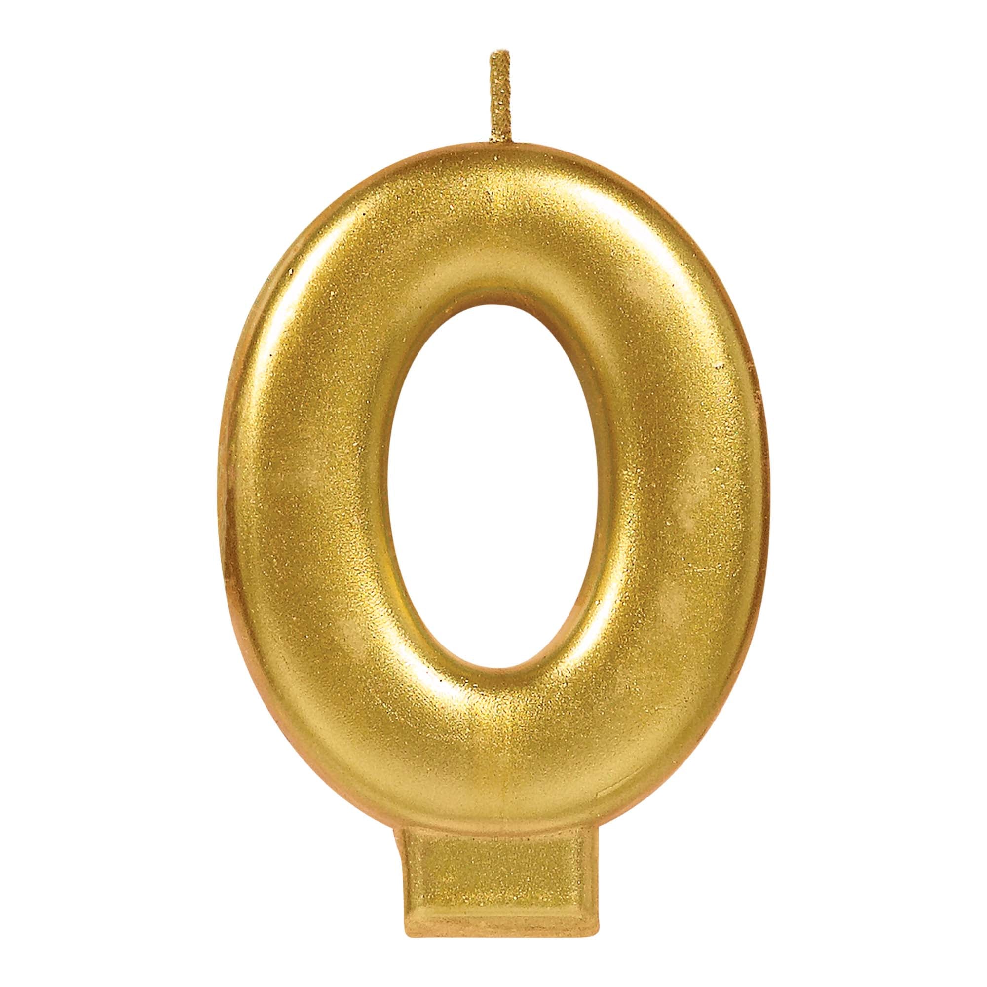 Birthday Candle Gold Metallic 3 1/4"  Number 0