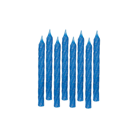 Birthday Candle Spiral 3 1/4"  Blue Glitter