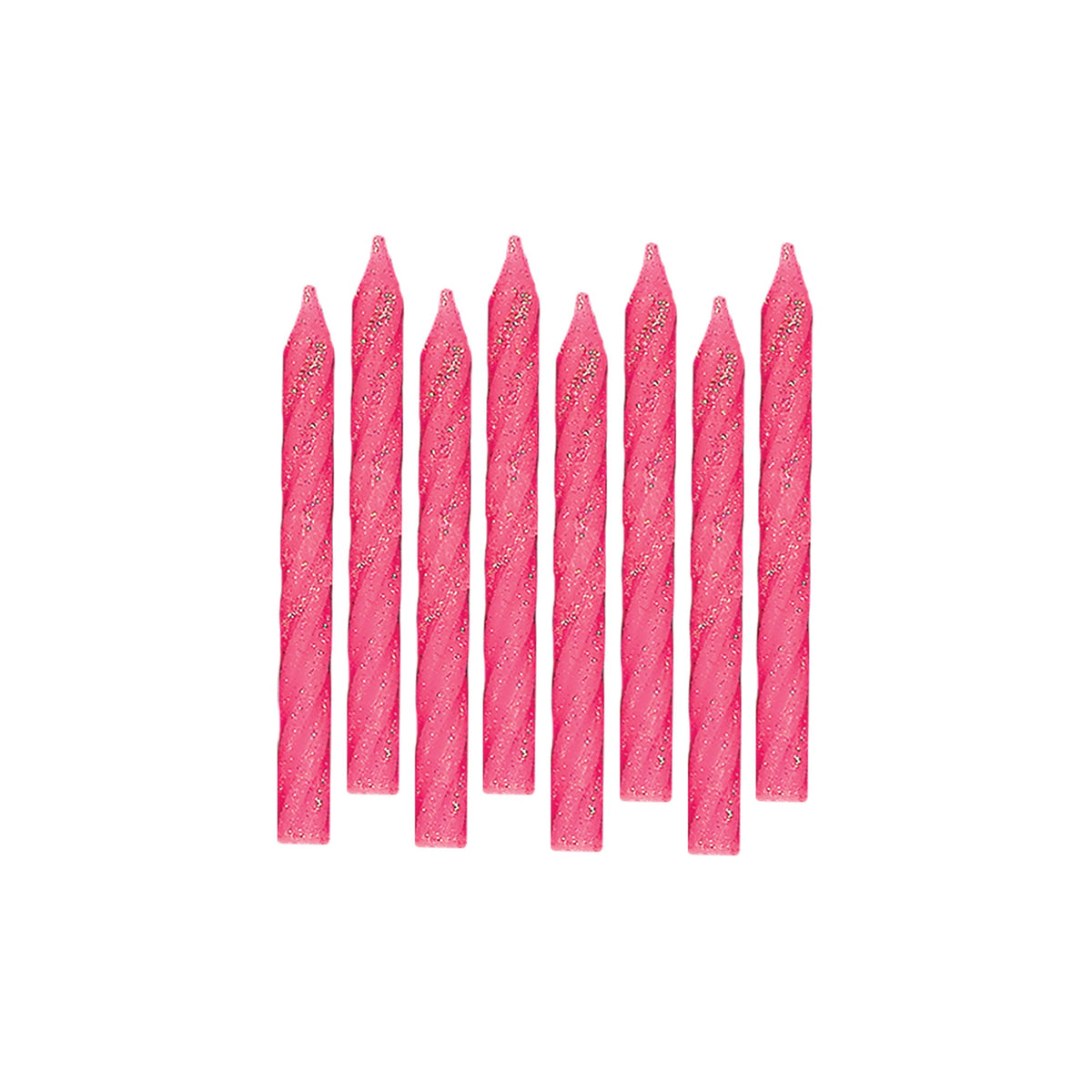 Birthday Candle Spiral 3 1/4"  Pink Glitter
