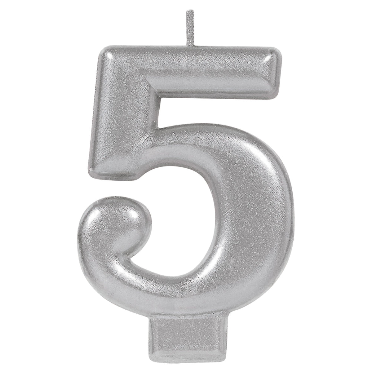 Birthday Candle Silver Metallic 3 1/4"  Number 5