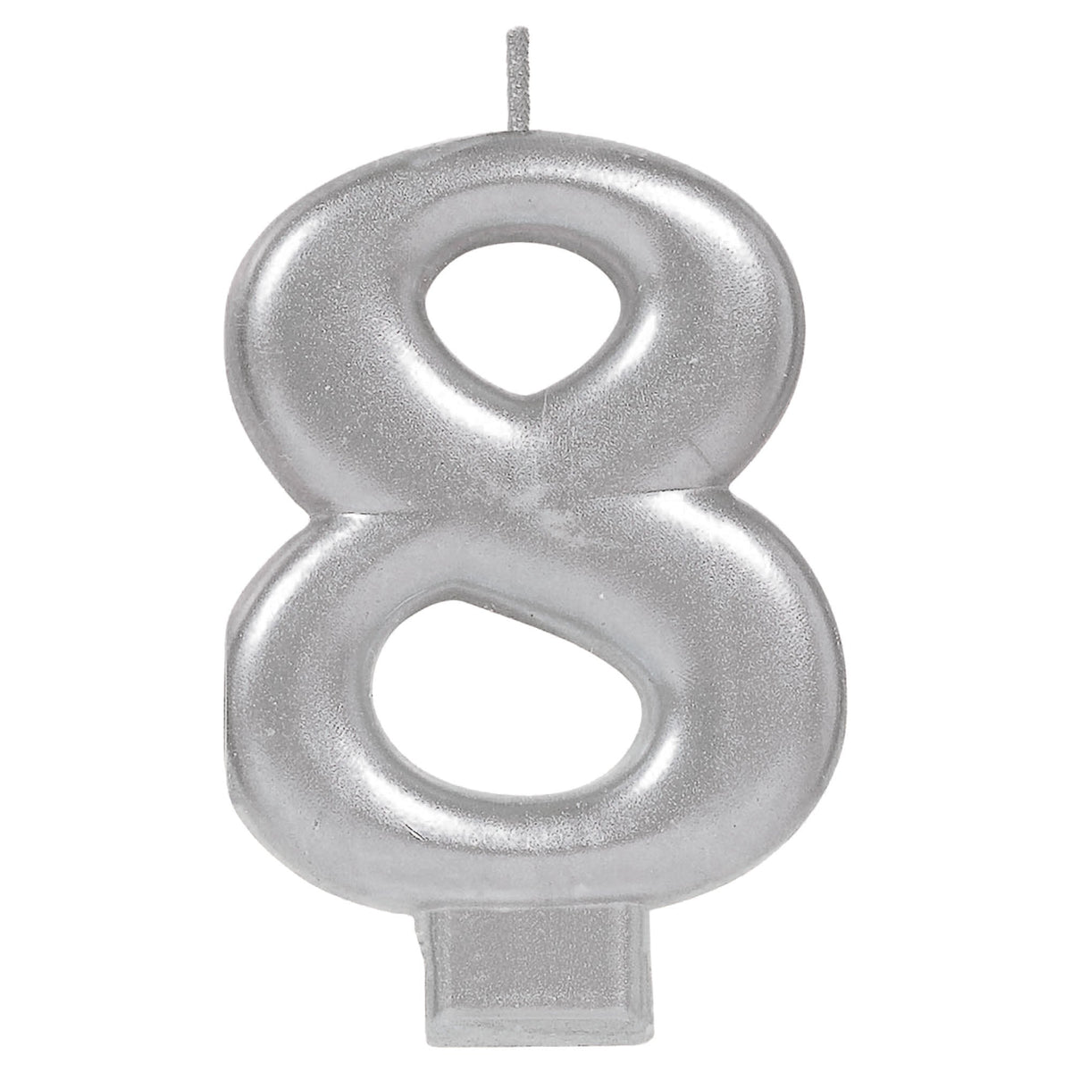 Birthday Candle Silver Metallic 3 1/4"  Number 8