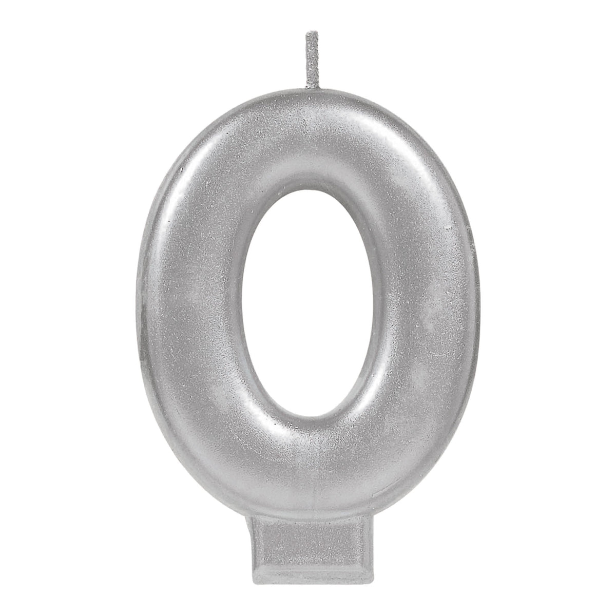 Birthday Candle Silver Metallic 3 1/4"  Number 0