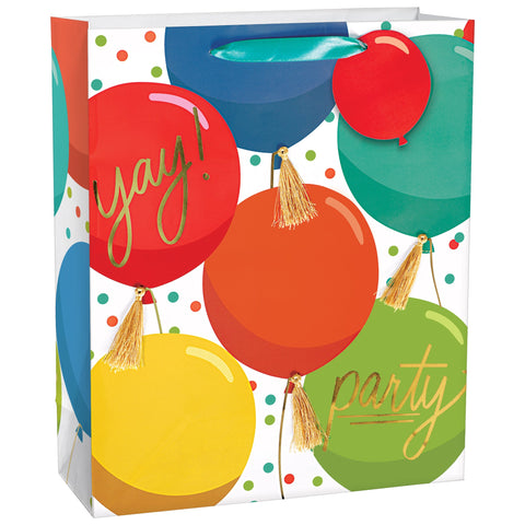 Birthday Gift Bag Tassel Balloons Large Bag w/Gift Tag