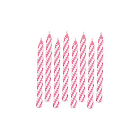 Pink Candy Stripe Spiral Candles