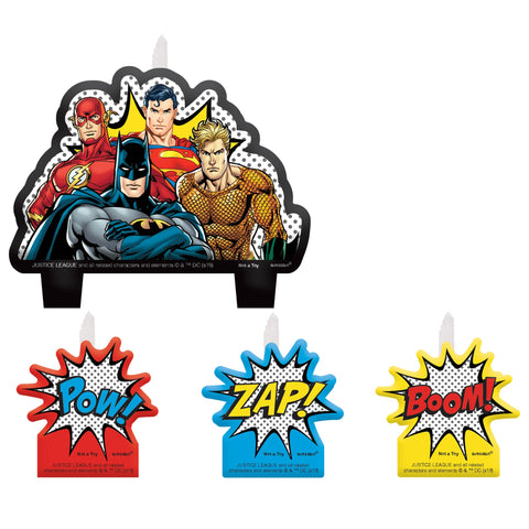 Justice League Heroes Unite 4 piece Birthday Candle Set