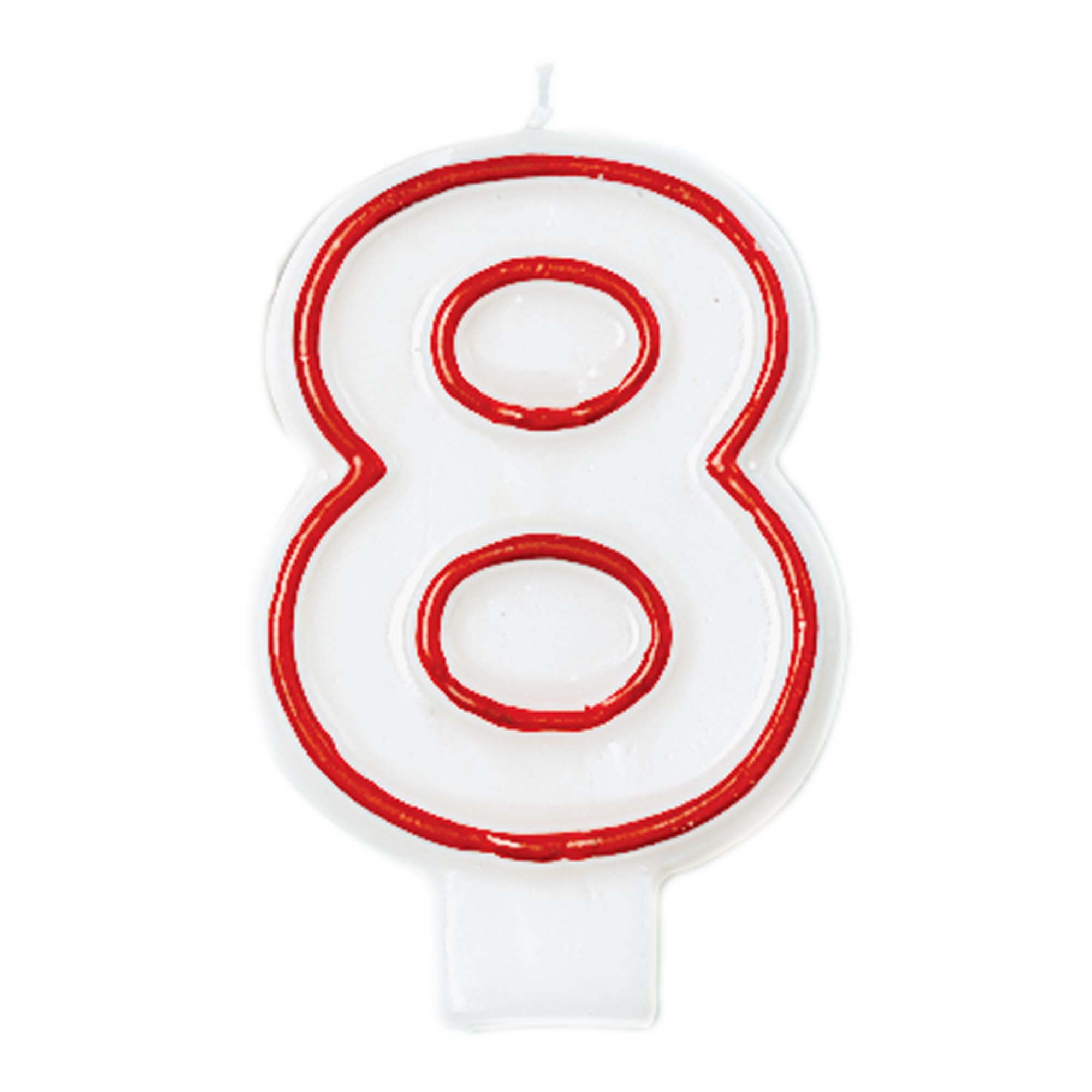 Red Trimmed White Flat Molded #8 Candle